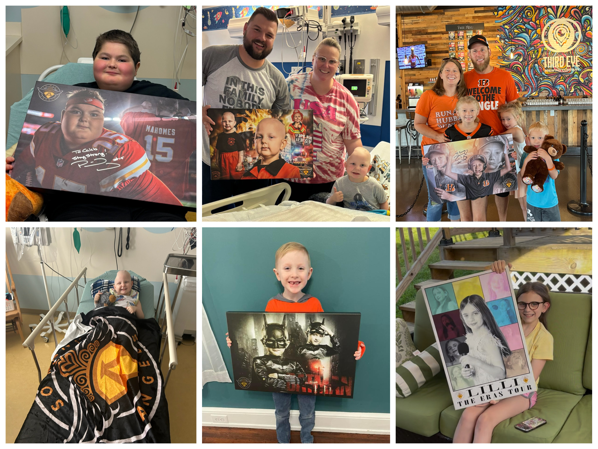 Children holding their So Many Angels portrait posters